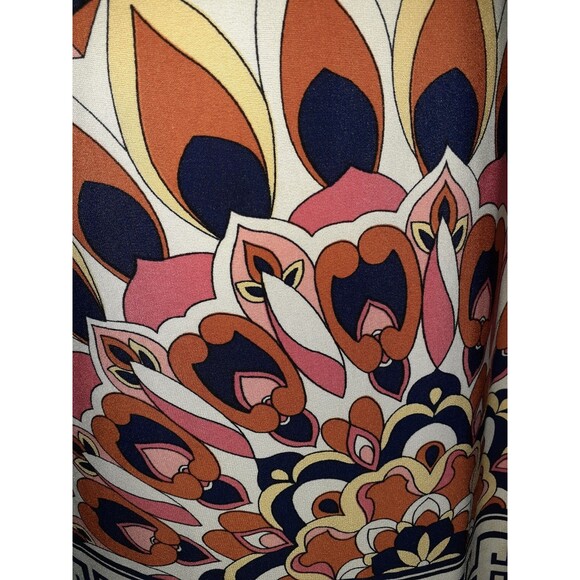 EN FOCUS STUDIO Size 10 Shift Dress Black Orange White Floral 3/4 Sleeve Stretch - Picture 4 of 7